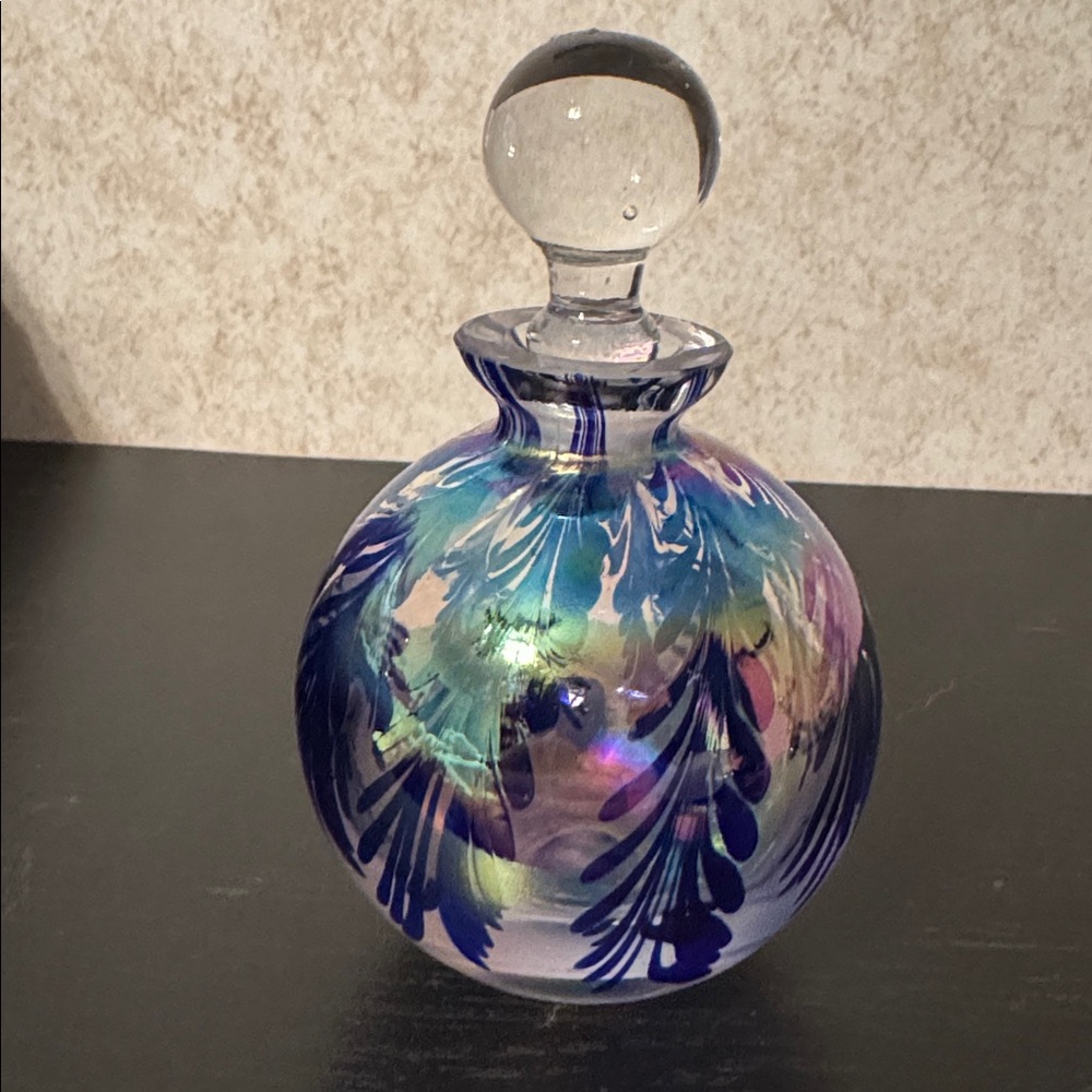 Murano Elegant Glass perfume bottle with Purple and Blue Accents